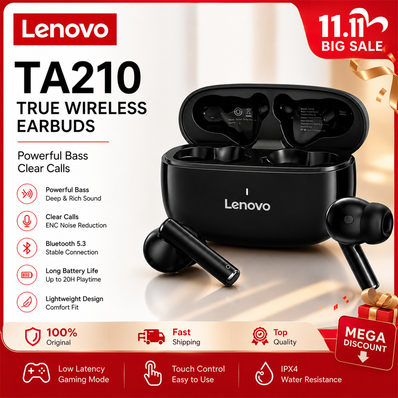 Anc Wireless Over Ear Headphones - سماعات لينوفو TA210 اللاسلكية بتقنية البلوتوث