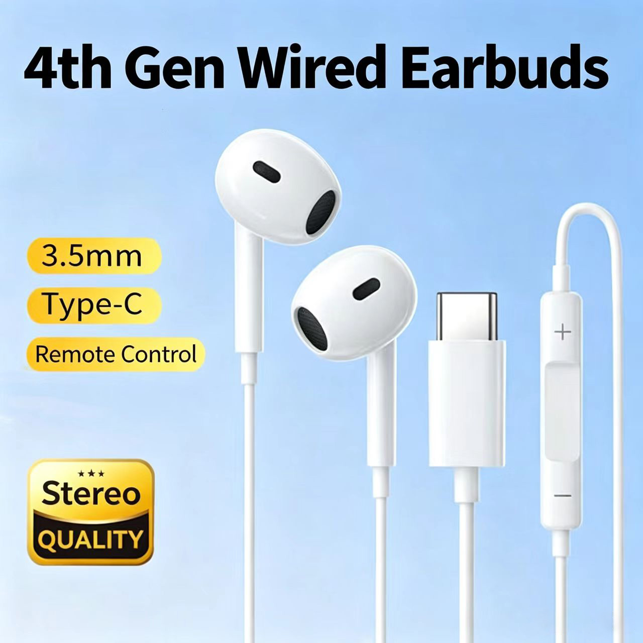 Type C Wired Earphones With Mic - سماعة أذن سلكية نصف داخلية مع