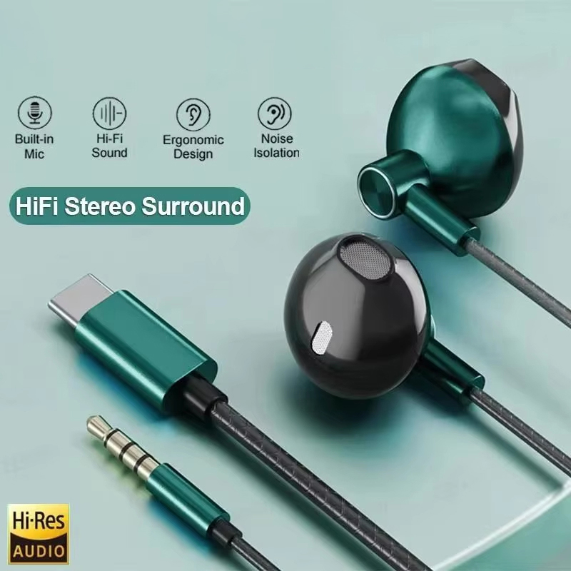 Type C Wired Earphones With Mic - نوع C 3.5 مللي متر HIFI