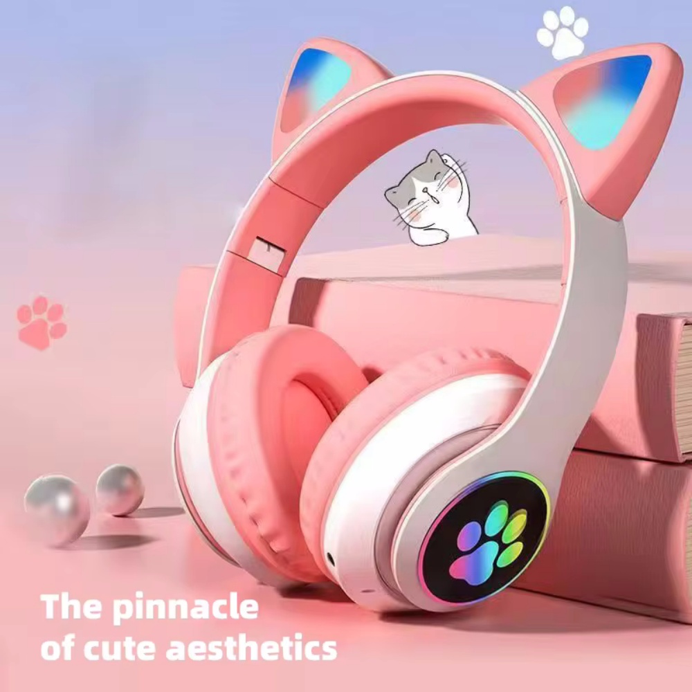 Cat Ear Bluetooth Headset Led - سماعات رأس لاسلكية بتصميم آذان القطط