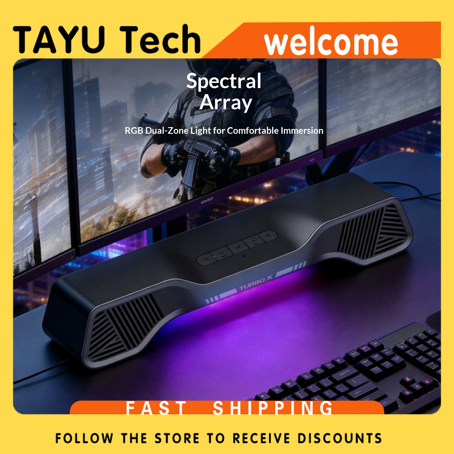 Rgb Computer Soundbar For Pc - مكبر صوت الألعاب هوريكان توربو إكس