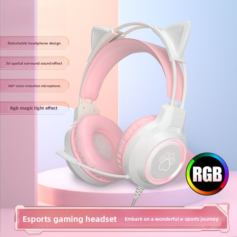 Gaming Headset With Mic Rgb - سماعات ألعاب RGB مع ميكروفون مرن