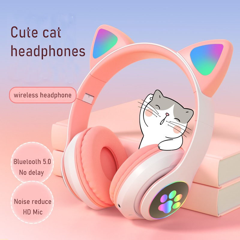 وامض LED لطيف آذان القط سماعات - مراجعة Cat Ear Bluetooth Headset Led وسعره