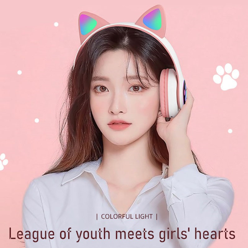وامض LED لطيف آذان القط سماعات - مراجعة Cat Ear Bluetooth Headset Led وسعره