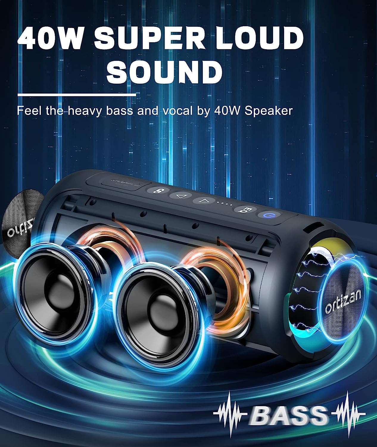 Ortizan مكبرات صوت بخاصية البل - مراجعة Portable Bluetooth Speaker Waterproof Ipx7 وسعره