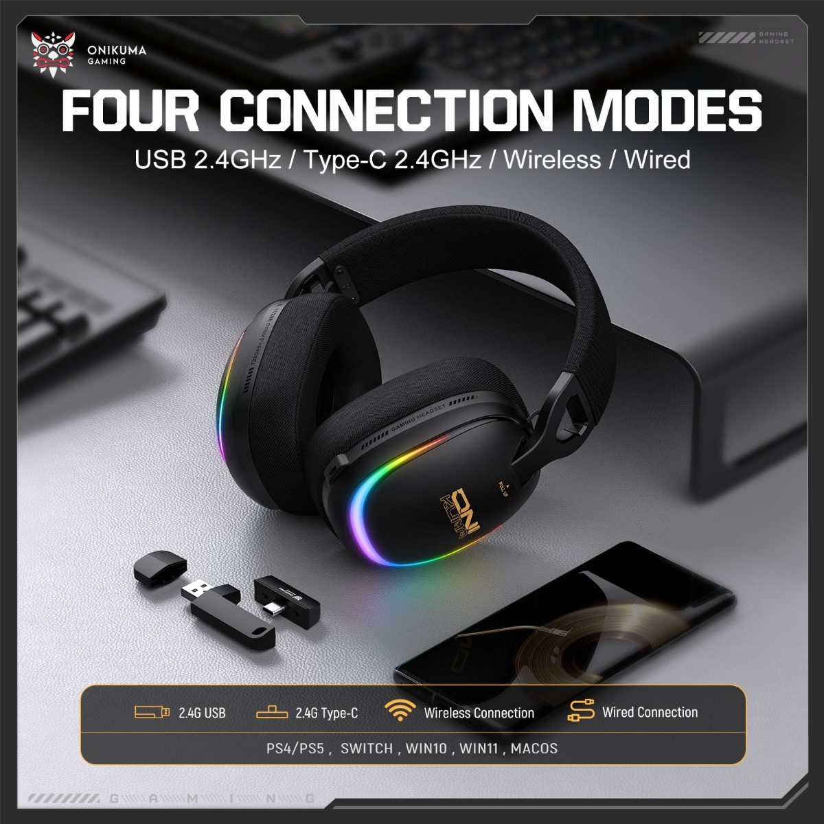 سماعة رأس للألعاب ONIKUMA GT80 - مراجعة Gaming Headset With Mic Rgb وسعره