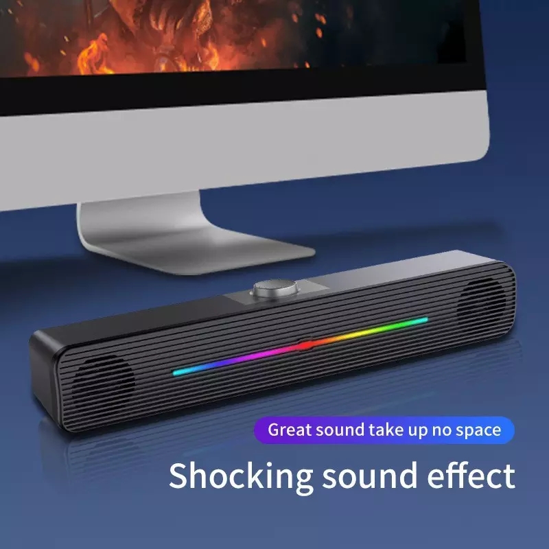 E-1407 مكبر صوت لاسلكي بإضاءة  - مراجعة Rgb Computer Soundbar For Pc وسعره