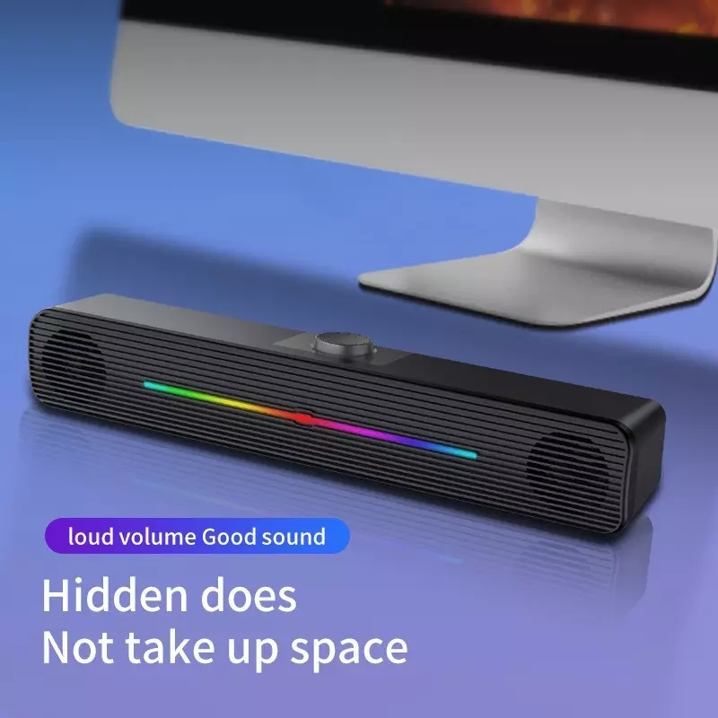E-1407 مكبر صوت لاسلكي بإضاءة  - مراجعة Rgb Computer Soundbar For Pc وسعره
