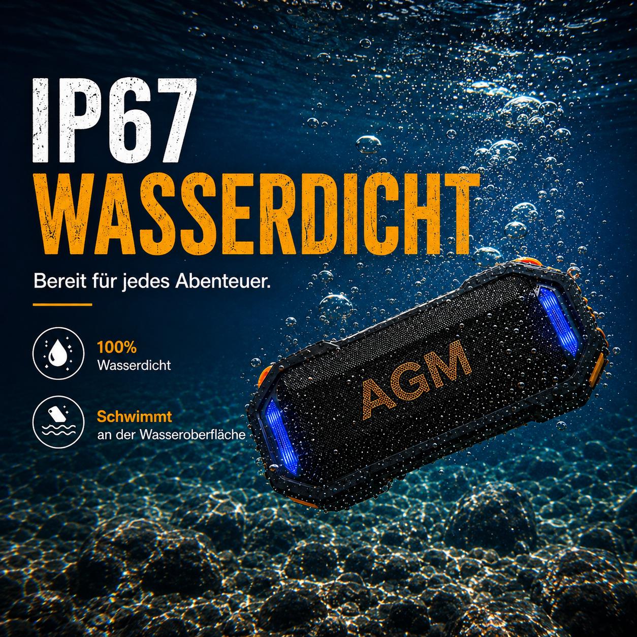 مكبر صوت لاسلكي خارجي AGM MAG  - مراجعة Portable Bluetooth Speaker Waterproof Ipx7 وسعره