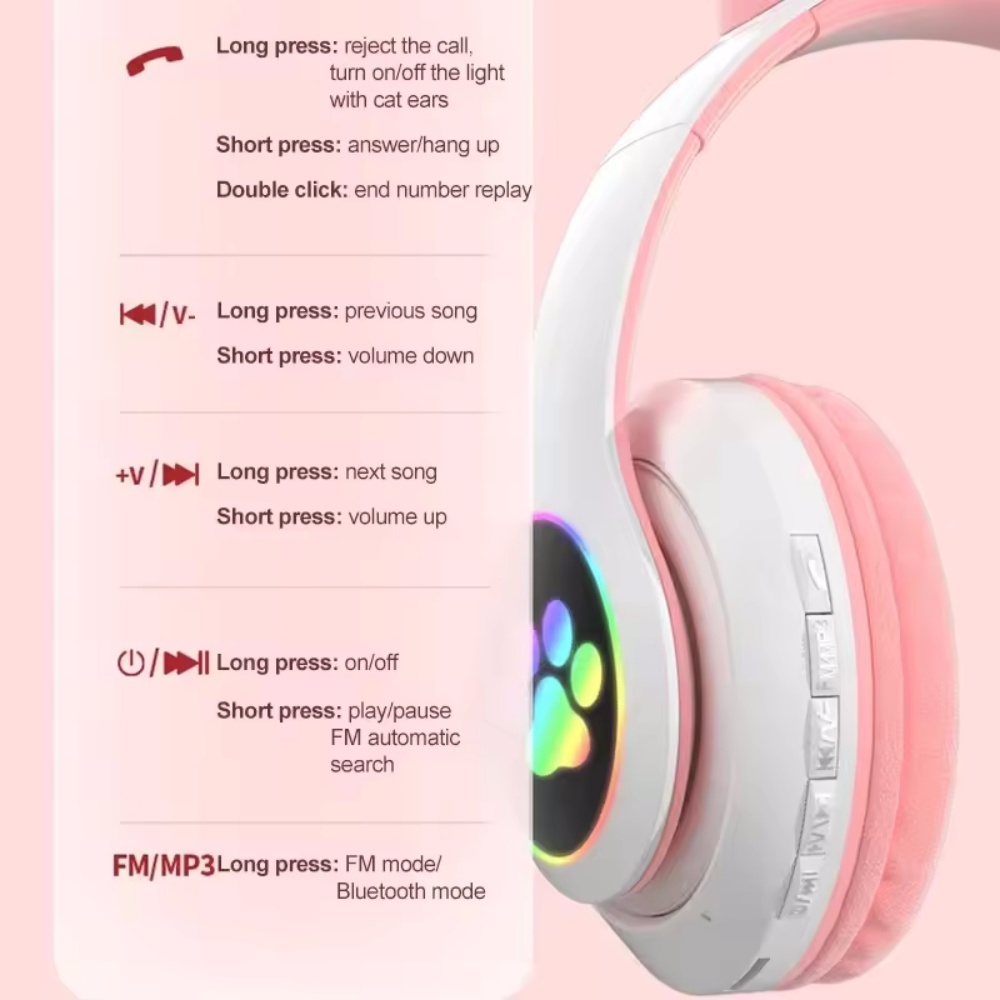 سماعة رأس لطيفة على شكل أذن قط - مراجعة Cat Ear Bluetooth Headset Led وسعره