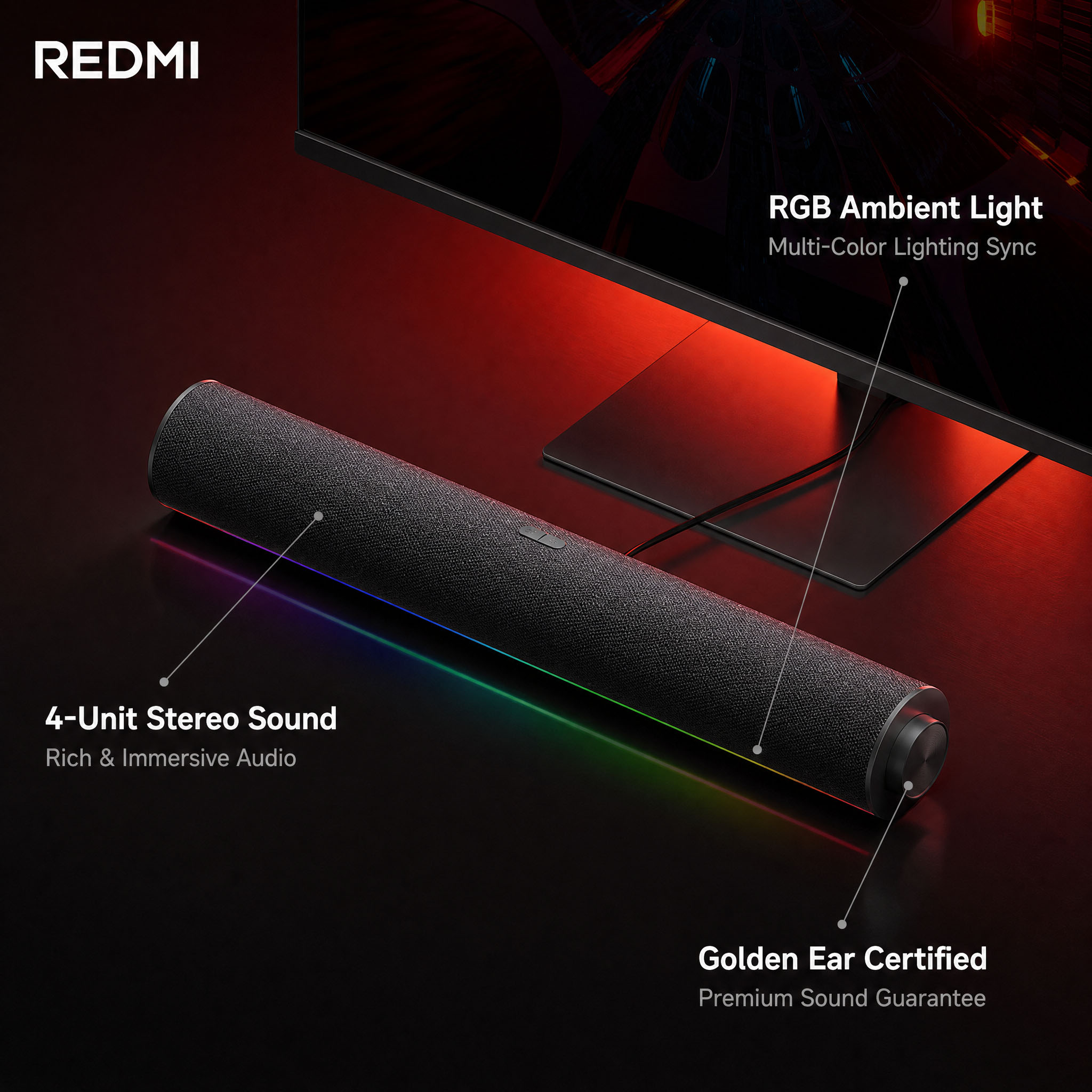 مكبر صوت أصلي من شاومي ريدمي ل - مراجعة Rgb Computer Soundbar For Pc وسعره