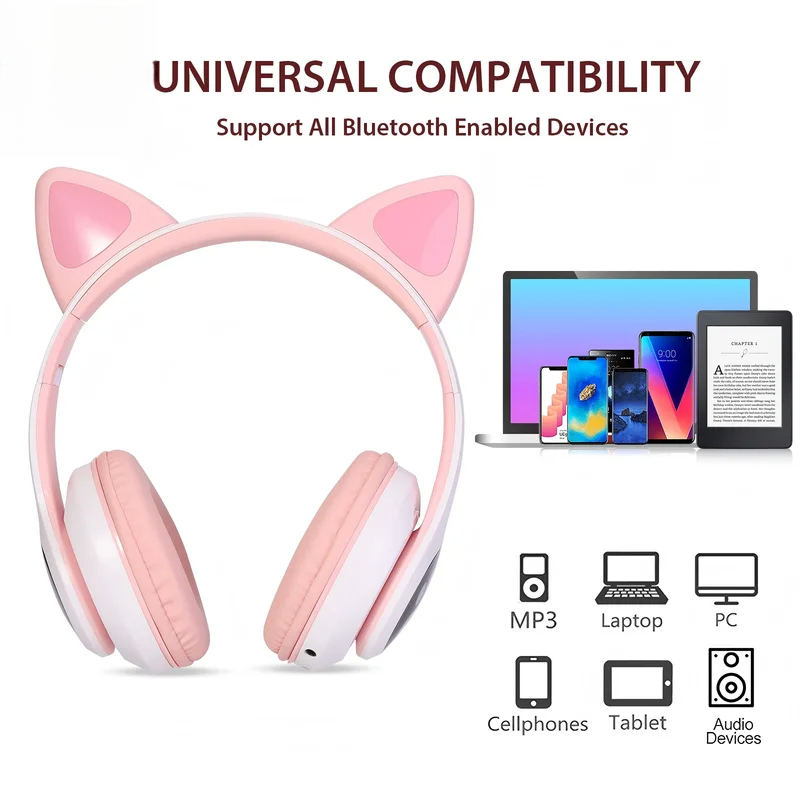 سماعات رأس لاسلكية بتقنية البل - مراجعة Cat Ear Bluetooth Headset Led وسعره