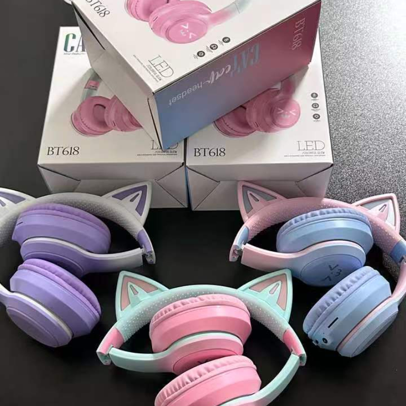 سماعات رأس لاسلكية بتقنية البل - مراجعة Cat Ear Bluetooth Headset Led وسعره