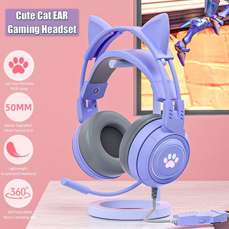 سماعات أذن القط اللطيفة مع ميك - مراجعة Gaming Headset With Mic Rgb وسعره