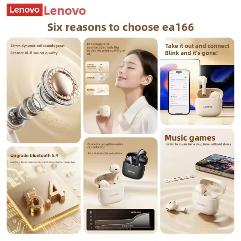 سماعات لينوفو EA166 اللاسلكية  - مراجعة Anc Wireless Over Ear Headphones وسعره