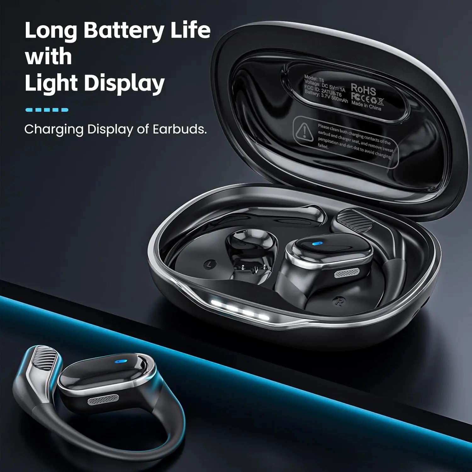 سماعات أذن بلوتوث لاسلكية مع م - مراجعة Open Ear Air Conduction Headphones وسعره